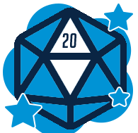 Blue d20 die icon.